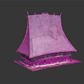 Traditional Thatched Roof Building Model With Sloped Structure And Wooden Supports