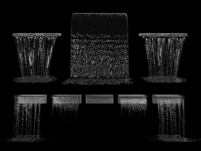 modern fountain running water curtain waterfall 3d model
