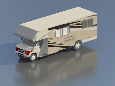 Modern Beige RV Exterior Design With Awning Windows And Streamlined Body 3d model