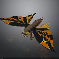 Mythical Dragon Character Flying With Orange Black Fire Wings And Detailed Claws