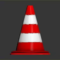 Red And White Striped Traffic Cone With Sturdy Red Base And Clear Visibility