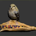 Small Yellow Spotted Bird Standing On Corn With Colorful Kernels Decorative Figure
