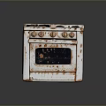 Rusty Small Vintage Gas Stove Oven With Classic Kitchen Appliance Style