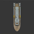Gray Warship Featuring Wooden Deck Railing Twin Engines And Flag On Hull 3d model