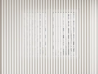 White Vertical Blinds Covering Window With Natural Light And Outdoor View 3d model
