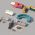 Modern Living Room Sofa and Coffee Table Set With Colorful Styles and Designs