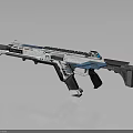 Futuristic Sci Fi Rifle With Blue And White Modern Design And Detailed Structure
