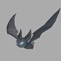 Flying Animal Gray Bat With Large Wings And Glowing Eyes In Flight