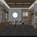Modern Post Office Shop Front Desk Interior With Wooden Counter Shelves And Tables