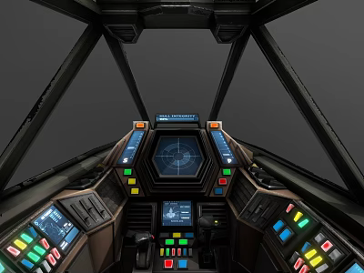 Airliner Cockpit Interior Featuring Detailed Dashboard Control Panels Colorful Buttons And Digital Displays 3d model