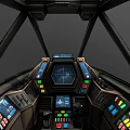 Airliner Cockpit Interior Featuring Detailed Dashboard Control Panels Colorful Buttons And Digital Displays