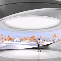 Modern Technology Exhibition Hall With Interactive Digital Screens And Futuristic Design Elements 3d model