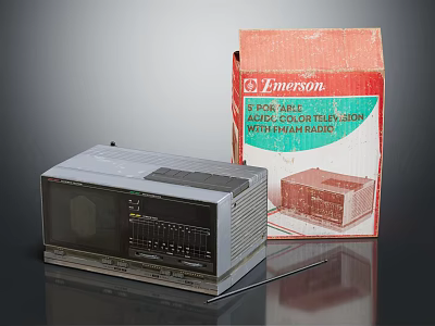 Emerson Vintage Portable Color Television With FM AM Radio And Original Packaging 3d model