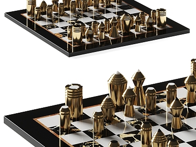 Metal stone chessboard decorative ornaments 3d model