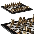 Metal stone chessboard decorative ornaments 3d model