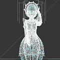 Anime Game Character Wearing Black Dress With Blue Eyes On Stone Path