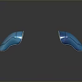 Two Blue Smooth Shiny Weapon Guards With Reflective Glossy Finish On Dark Background