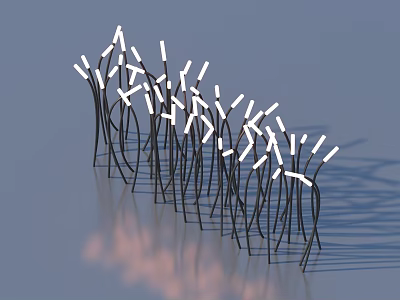 Outdoor Lights Featuring Black Slender Poles White Light Sources And Irregular Arrangement With Shadows 3d model