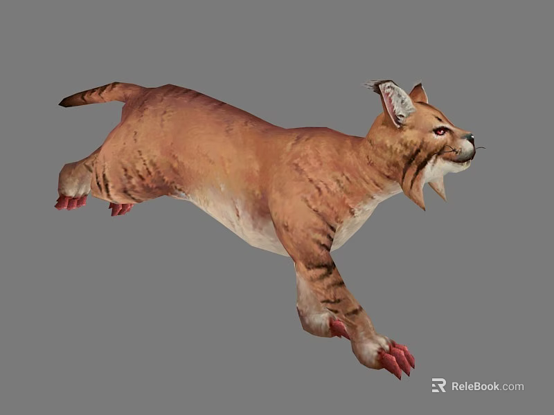 Brown Striped Reptile With Sharp Red Claws Running Swiftly In Motion 3d model 