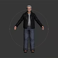 Human Character 3D Model Wearing Black Jacket Gray T-Shirt Blue Jeans And Brown Shoes