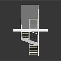 Modern Spiral Staircase Interior Design With Wooden Steps And White Doors Railing