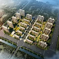Aerial Planning of Modern Residential Area with High Rise Apartments Greenery and Water Bodies