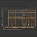 Construction Scaffolding Structure With Metal Frames Wooden Planks And Window Frames