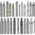 Various Stone Columns With Different Capital Designs And Architectural Styles 3d model