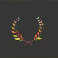 Golden Laurel Wreath Decorative Household Item With Leaves And Reflection On Gray Gradient Background