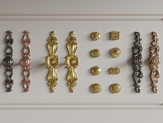 Handle European-style carved door handle 3d model