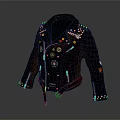 Stylish Black Leather Jacket With Studs Patches And Zipper Details