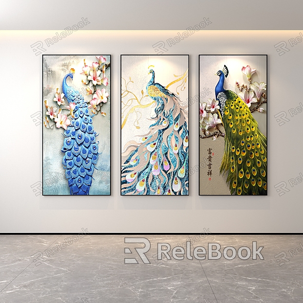 Classic Simple Light Luxury Internet Celebrity Peacock Decoration Painter Restaurant Entrance Corridor Hallway Hanging Painting Hand-painted Oil Painting Minimalist Freehand Brushwork Abstract Popular Scenery Animals Birds model