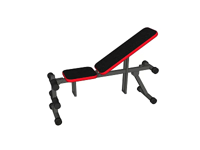 Adjustable Black Red Fitness Bench With Dumbbells For Home Gym 3d model