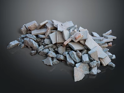 Pile Of Stone Blocks And Broken Chunks With Various Sizes And Rough Texture 3d model
