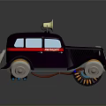 Vintage Purple Ambulance with Red Stripes and Yellow Roof Horn Classic Design