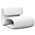 Modern Single Sofa With Curved Design Soft Upholstery In Gray And Orange For Living Room