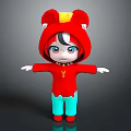 Cute Game Anime Character With Red Hoodie Yellow Hat Decoration Black Hair Blue Eyes And Arms Outstretched
