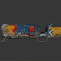 Vibrant Colorful Decorated Vehicle With Sled Base And Cockpit Design