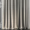 Gray Patterned Curtains with White Sheer Panels for Modern Interior Design 3d model