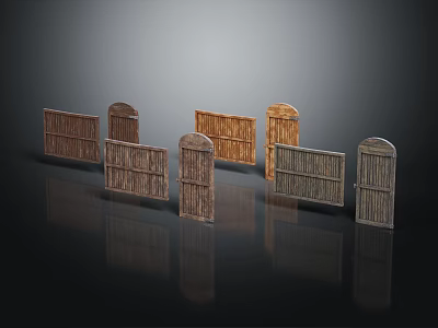 Rustic Wooden Garden Fence And Gate Designs For Outdoor Scenery With Various Styles 3d model