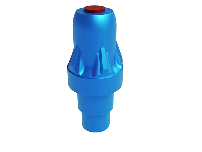 Blue Industrial Mechanical Component With Red Top Button And Cylindrical Shape 3d model