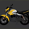 Yellow And White Pulsar Motorcycle With Black Seat And Stylish Design