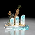 River Tracing Themed Store with Stone Display Stands Green Plants and Water Features