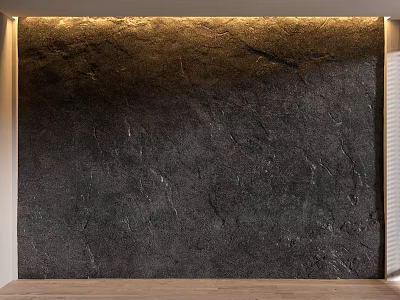 Modern Interior With Textured Stone Wall And Warm Wooden Floor Design 3d model