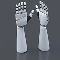 Industrial Robotic Arms Featuring White Cylindrical Body And Black Joint Mechanical Fingers