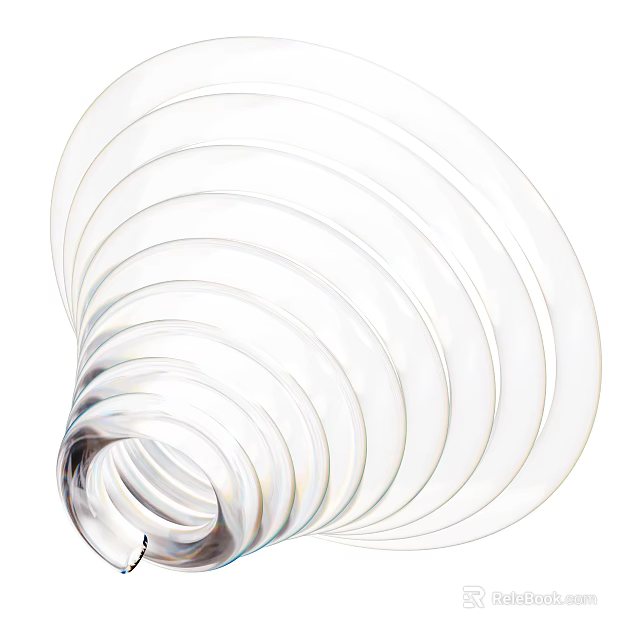 Decorative Ornament Set with Transparent Spiral Layered Rings Modern Minimalist Elegant Home Decor 3d model 