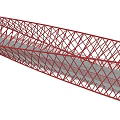 Modern Landscape Bridge With Red Lattice Structure And Wavy Architectural Design 3d model