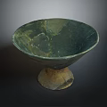 Handcrafted Green Bowl Shaped Sculpture With Carved Base And Smooth Surface