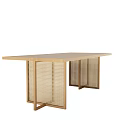 Modern Wooden Dining Table With Woven Panel Legs And Sleek Design 3d model