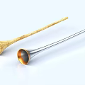 Decorative Ornament Set With Wooden Long Handle And Metal Horn Shape For Home Decor